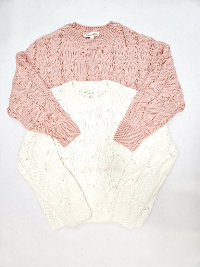 Pearl Knit Cable Sweater