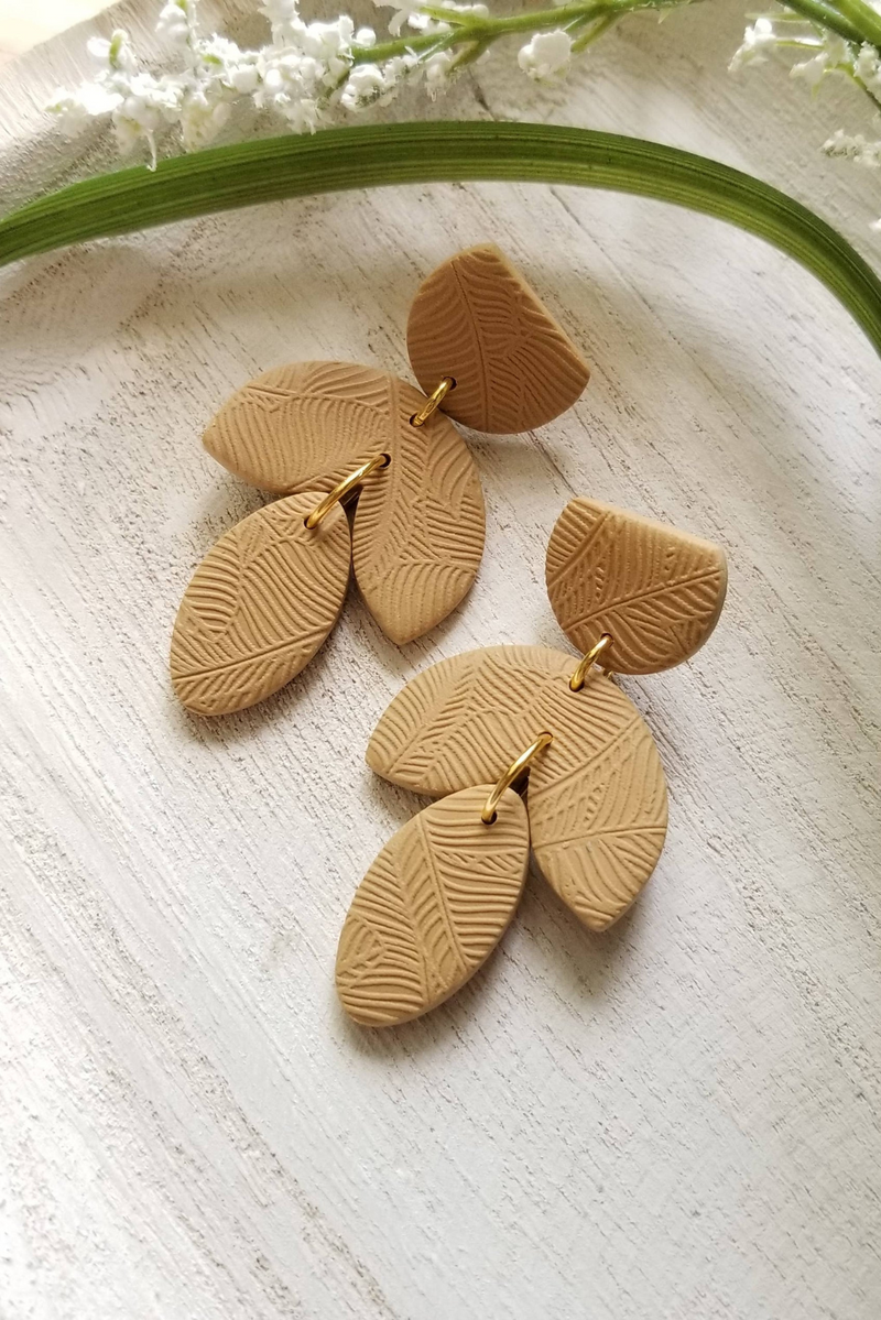 Stacked Taupe Clay Earrings